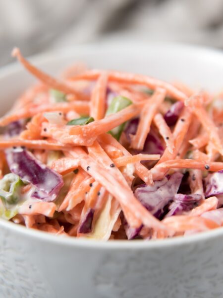 Deli Coleslaw served in a white bowl